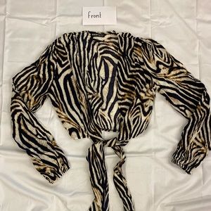 animal print cropped tie shirt from shein, size M